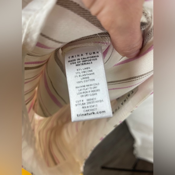 Trina Turk White Monument Pink and Brown Striped Pants Size 14 NWT - Picture 12 of 13